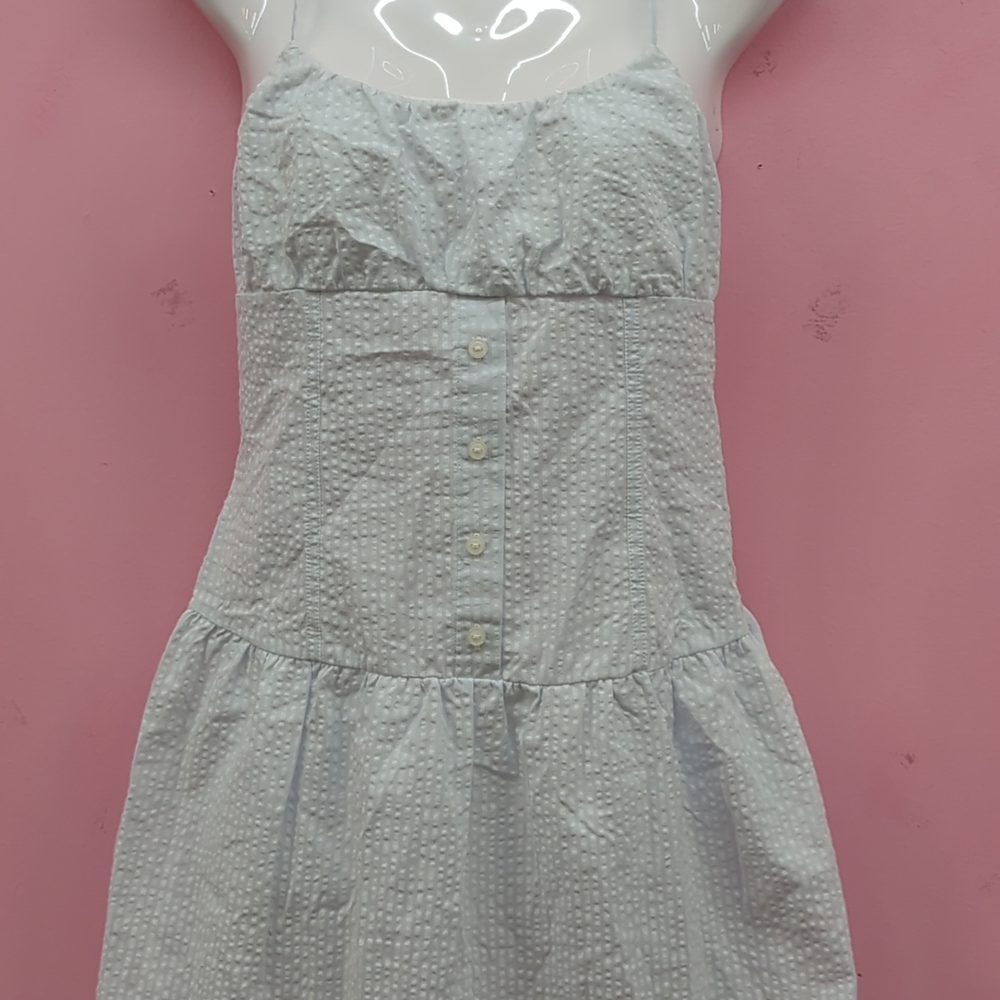 Victoria Secret PINK Prairie Seersucker Summer Midi Dress XS Light Blue - Picture 2 of 9